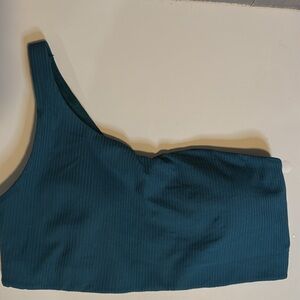 Lululemon Ribbed Nulu Asymmetrical Yoga Bra Storm Teal Size 8